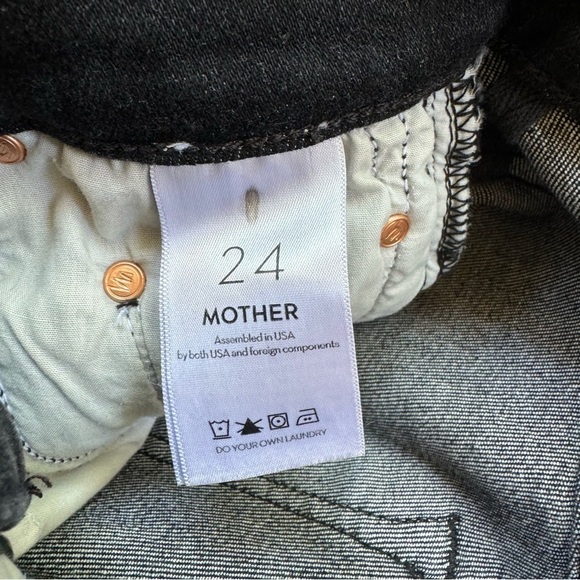 New MOTHER The Insider Ankle Jeans Bootcut Denim High Rise Paint Splatter Black - Picture 12 of 17